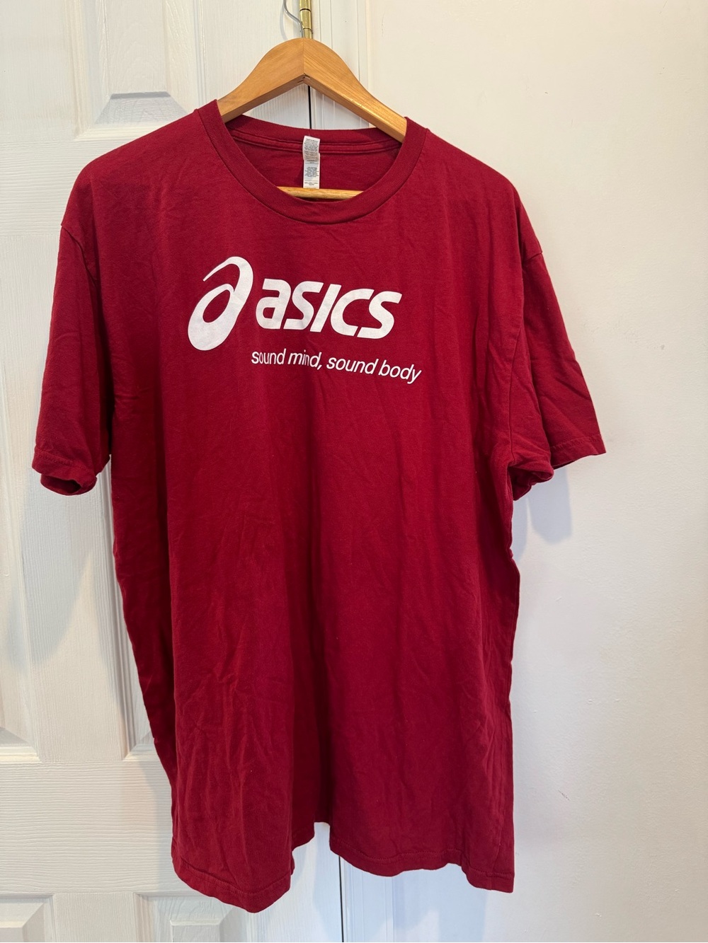 Men's ASICS Sound Mind,Sound Body  Maroon Athletic T Shirt Size 2XL 100%Cotton